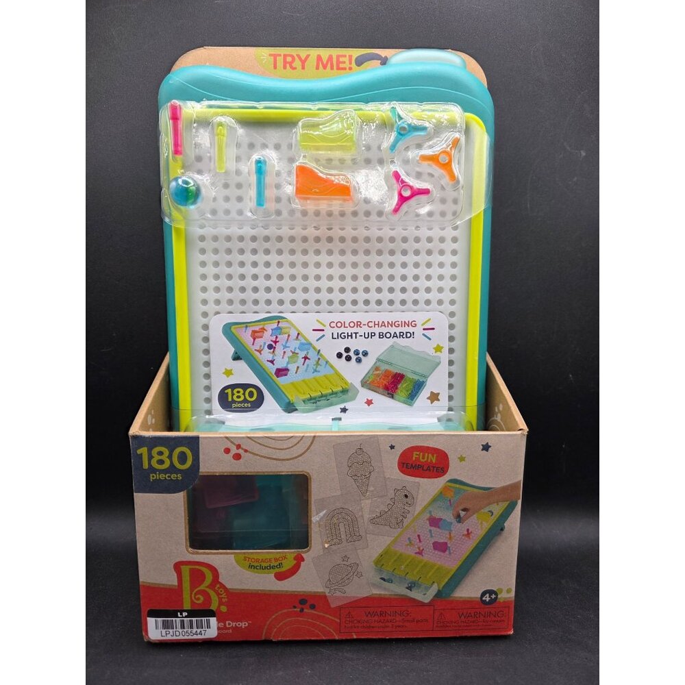 B. Toys 180-Piece Color-Changing Light-Up Board With Peg & Marble Run Set